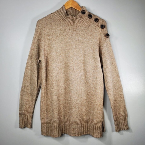 Anthropologie Margarita Sweater Tunic Side Button Pullover Sweater Tan Size XS - Picture 12 of 12